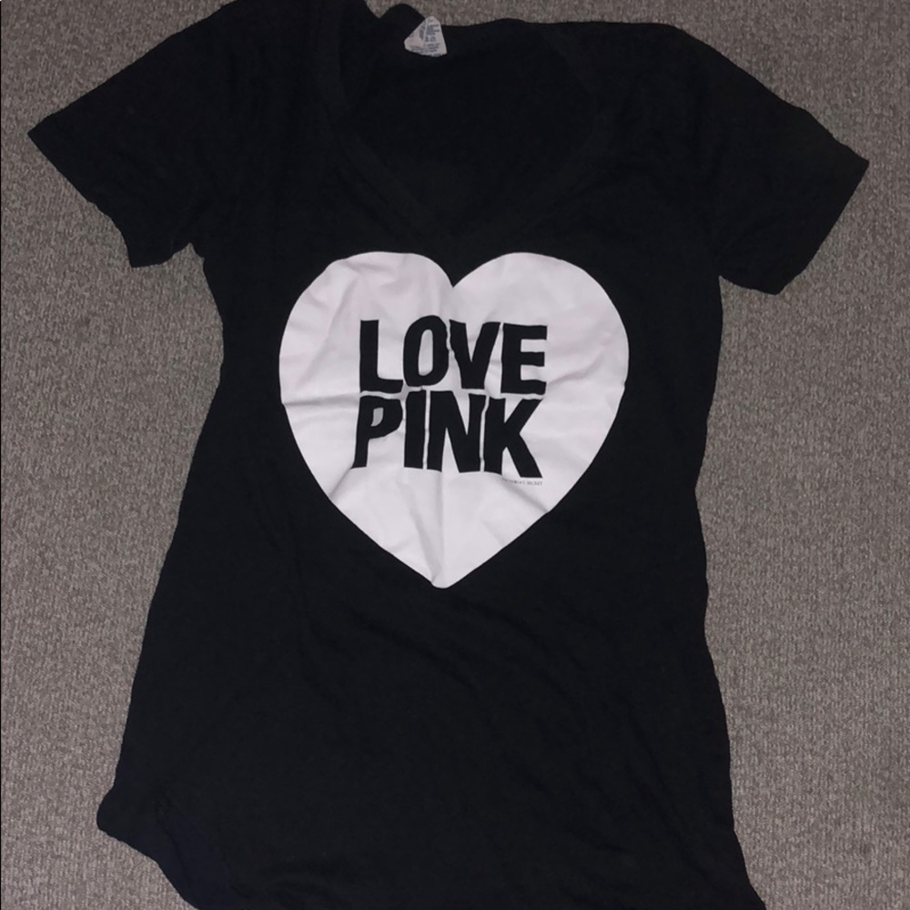 VS PINK LOVE PINK BLACK T-SHIRT